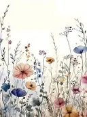 Aquarelschilderij van gemengde wilde bloemen