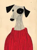 Windhond illustratie met rode gestreepte broek