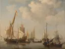 Landschapsschilderij 'Windstilte' naar Willem van de Velde