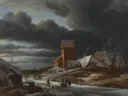 Landschapsschilderij 'Winterlandschap' naar Jacob van Ruisdael