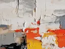 Wit met rood en oranje in reliëf, abstract schilderij