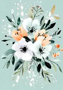 Aquarel schilderij van witte anemonen