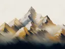 Witte bergpieken in gouden nevel