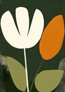 Minimalistisch schilderij van een witte bloem