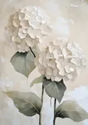 Schilderij van witte hortensia