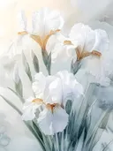 Aquarel schilderij van witte irissen