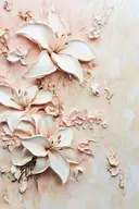 Witte lelies met roze accenten en reliëf-effect op crème achtergrond