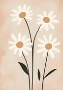 Illustratie van witte madeliefjes in minimalistische stijl