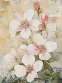 Aquarel van witte en roze magnolia bloemen met knoppen