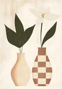 Illustratie van witte magnolia in vazen