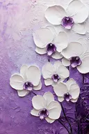 Witte orchideeën met paarse kern en getextureerd reliëf-effect