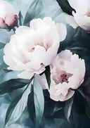 Close-up schilderij van een witte pioenroos