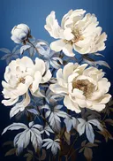 Witte pioenrozen boeket, schilderij van witte pioenrozen