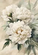 Witte pioenrozen, schilderij van witte pioenrozen
