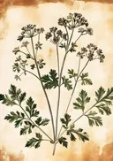 Witte schermbloem botanische prent, botanische prent van een schermbloemige plant