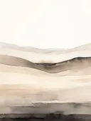 Minimalistisch abstract schilderij in bijna wit met vage grijze contouren.