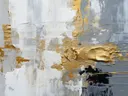 Abstract schilderij in wit en goud met textuur
