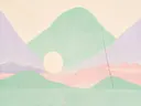 Woestijnlandschap in de stijl Textured Minimalism, in zacht mintgroen, blozend roze, romige crème en bleeklila