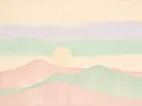 Woestijnlandschap in de stijl Textured Minimalism, in zacht mintgroen, blozend roze, romige crème en bleeklila