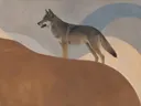 Schilderij van wolf in kaneel en duifgrijs