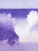Wolkenlucht in lila en zilver, abstract schilderij