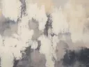 Abstract schilderij met wolkige structuur in beige en grijs