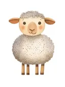 Schilderij van een wollig schaap