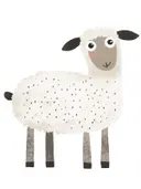 Schilderij van een wollig schaapje, kinderkamer wanddecoratie