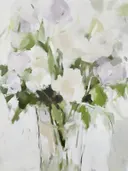 Zacht bloemenschilderij met witte en paarse bloemen