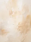 Abstract schilderij met vervagende beige en grijze penseelstreken op crème achtergrond.