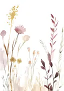 Aquarel compositie van droogbloemen en graan
