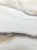 Minimalistisch abstract schilderij met golvende lijnen in wit en zand