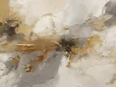 Abstract schilderij met zachte gouden wolkvormen