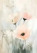 Abstract schilderij van zachte papaverbloemen