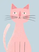 Schilderij van een roze kat voor de kinderkamer