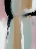 Abstract schilderij met zachte vlakken in roze en zandtinten