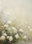 Schilderij van zachte witte rozen