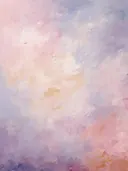 Abstract impressionistisch schilderij van roze en lila wolken