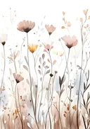 Aquarelschilderij van een roze bloemenveld
