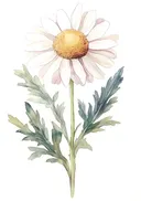 Aquarel van een margriet met roze bloemblaadjes