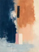 Schilderij: zalm en inktblauw naast elkaar