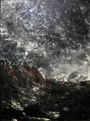 Zeegezicht met rotsen van August Strindberg: zee