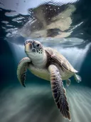 Zeeschildpad zwemt onder het wateroppervlak