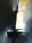 Schilderij van zeilboot met wit zeil in avondlicht