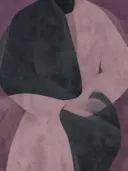 Zittende vrouw in pruim, mid-century modern schilderij
