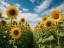 Landschapsfoto van zonnebloem bij volle zon