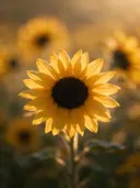 Fotografie van zonnebloem in het gouden uur