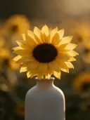Fotografie van zonnebloem in het gouden uur, klassiek goudgeel