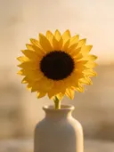 Fotografie van zonnebloem in het gouden uur, klassiek goudgeel