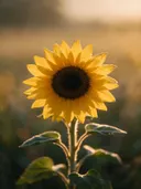 Fotografie van zonnebloem in het gouden uur, klassiek goudgeel